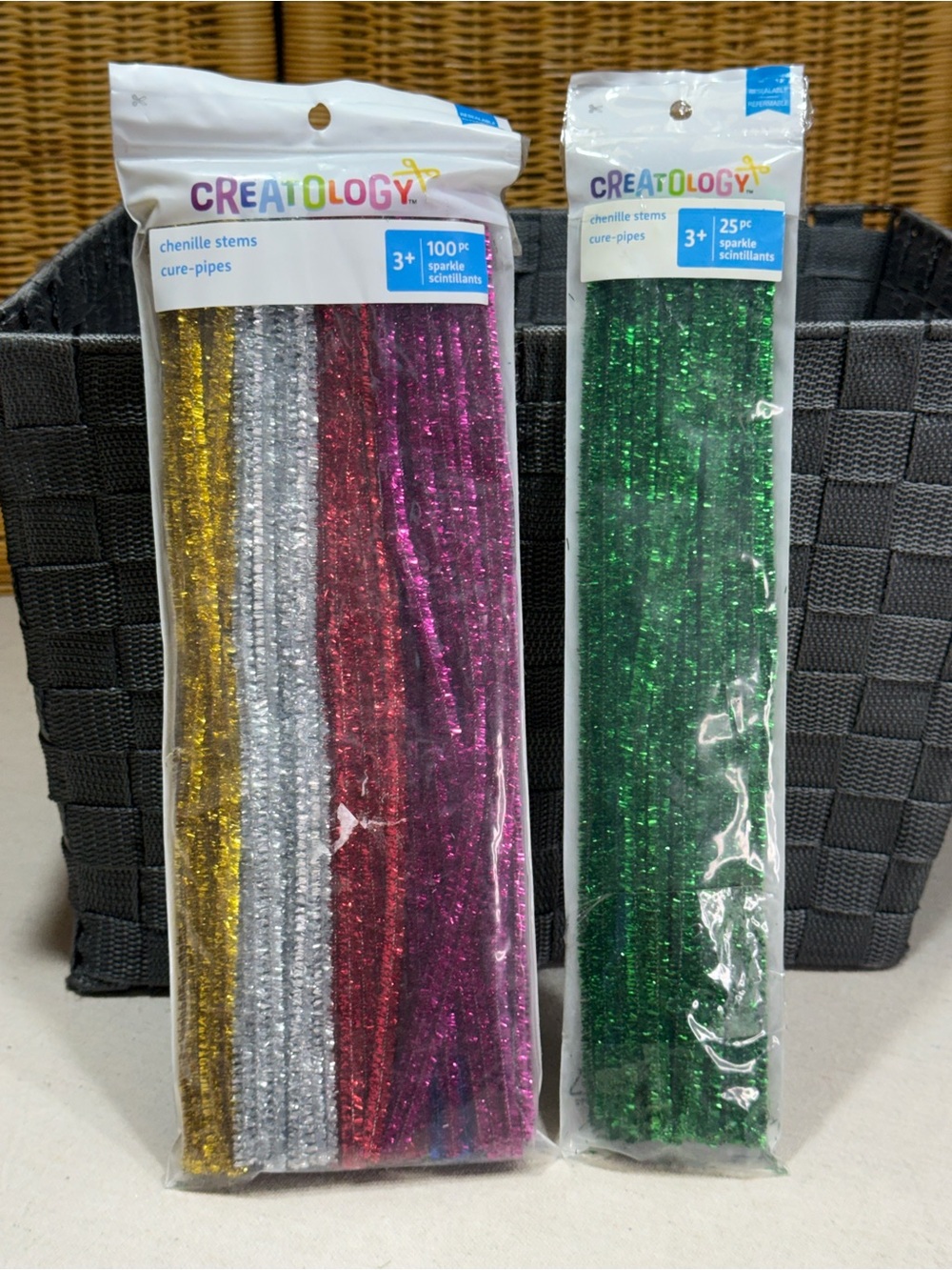 Sparkle Chenille Stems Pipe Cleaners - Multicolor - 125 pieces total